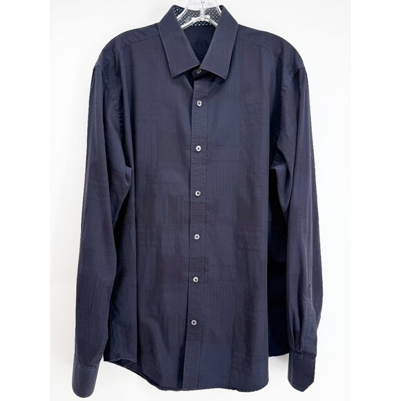 Bugatchi Men's Brick Path Button Down Long-Sleeve Black Shirt L - Picture 1 of 10